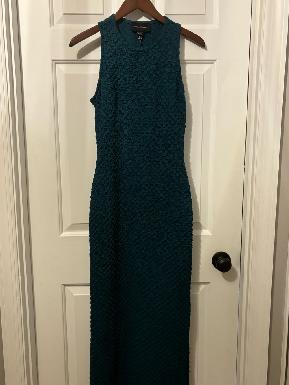 Donna Morgan Teal Textured Sleeveless Maxi Dress